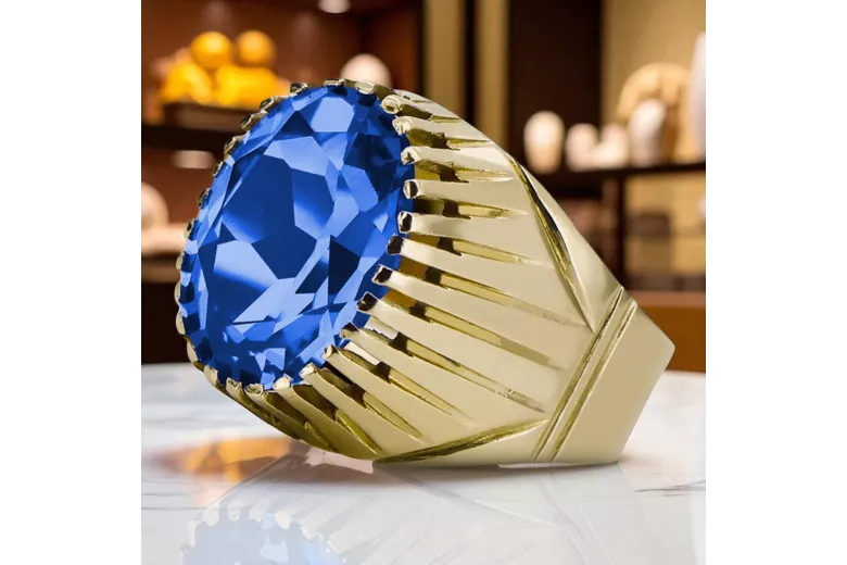  Ζαφείρι Κίτρινος χρυσός 14 καρατίων Vintage craft vrc048y